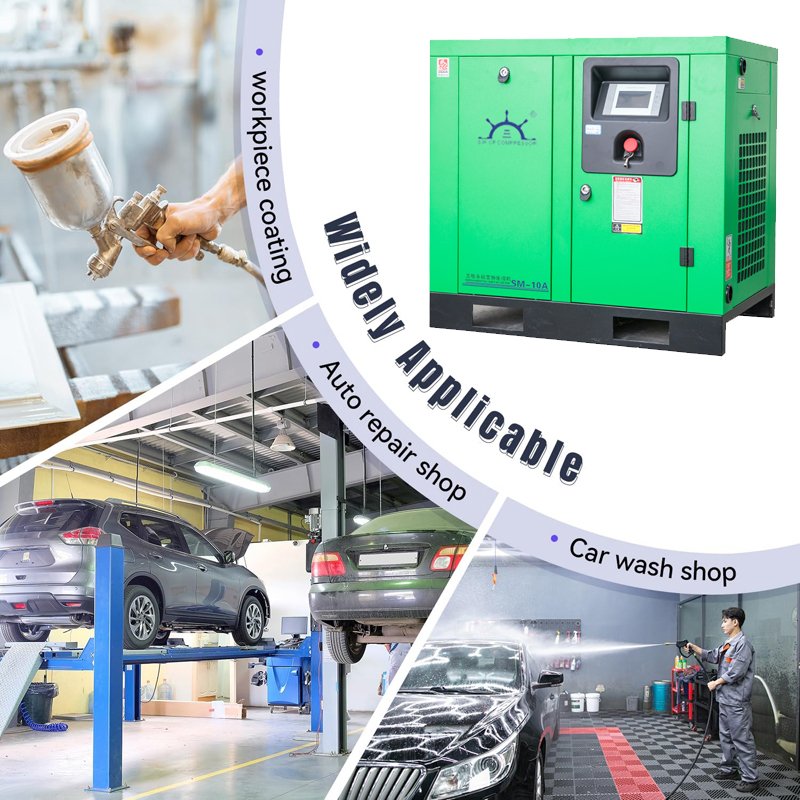 10HP 7.5KW 230V 60Hz 1-Phase Variable Frequency Rotary Screw Air Compressor 39cfm Max Pressure 120psi Air Compressed System