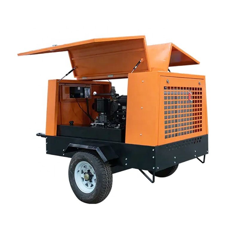 High-Performance Heavy Duty Mobile 185 CFM 116 PSI Diesel Engine Screw Air Compressor