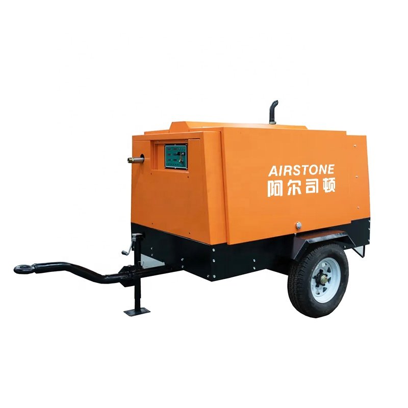 High-Performance Heavy Duty Mobile 185 CFM 116 PSI Diesel Engine Screw Air Compressor