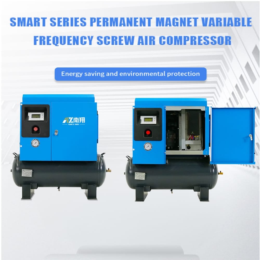 China Supplier Portable Silent Screw Compressor 3.7kw 5hp 2 in 1 Vsd Screw Type Air Compressor With Air Tank