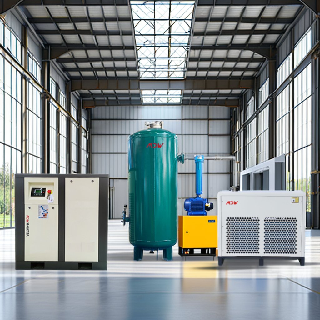 Factory Direct Silent 1.3m3/min Rotary Stationary Compressor 7.5kw 10hp Fix Speed Screw Air Compressor for Industrial Use