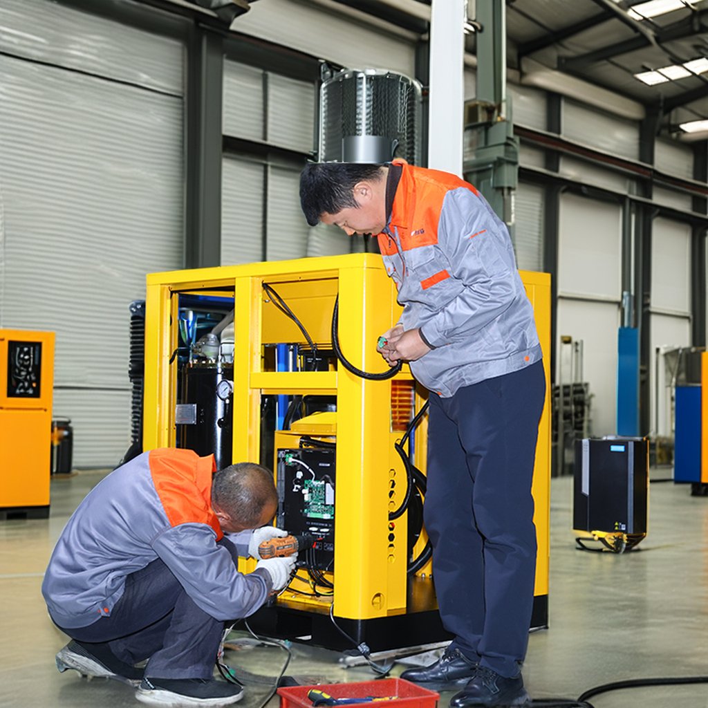 Factory Direct Silent 1.3m3/min Rotary Stationary Compressor 7.5kw 10hp Fix Speed Screw Air Compressor for Industrial Use