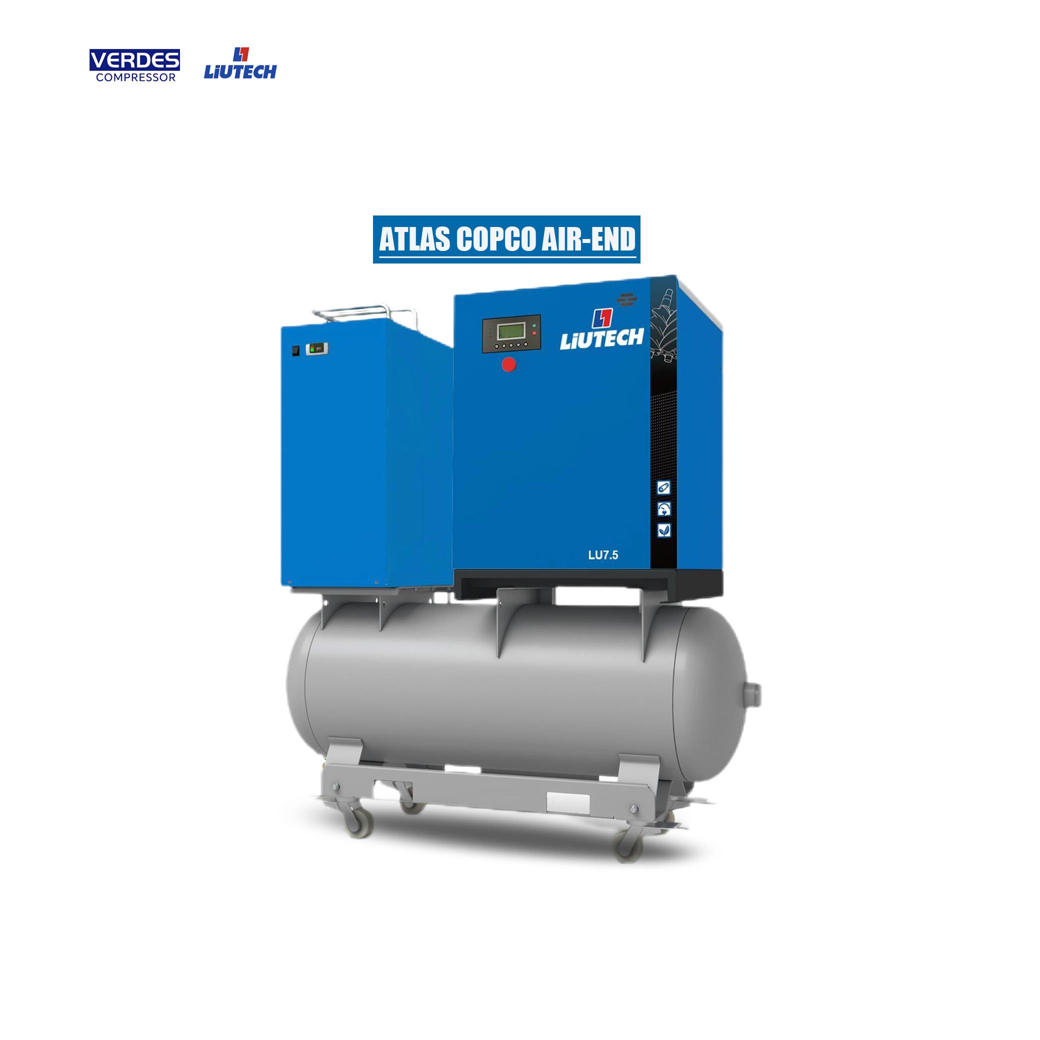 Industry Silent 11KW 15KW 22KW 30HP 16 Bar 300L 500L 1000L Air Tank Rotary Screw Air Compressor With Dryer for Laser Machine