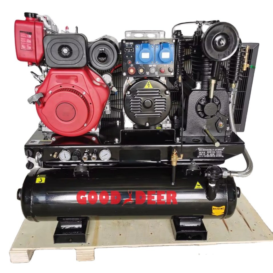 3-in-1 Double Tank Diesel Piston Style Portable Air Compressor