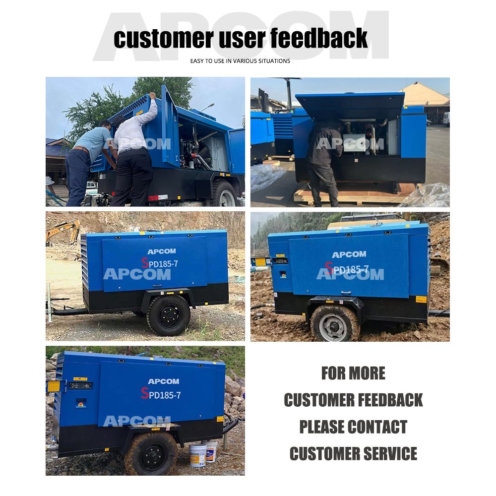 APCOM 13bar 16bar 12bar 11bar 8 7bar Mining Portable diesel Screw air Compressor diesel Engine 13bar 16 12 11 8 7bar for Mining