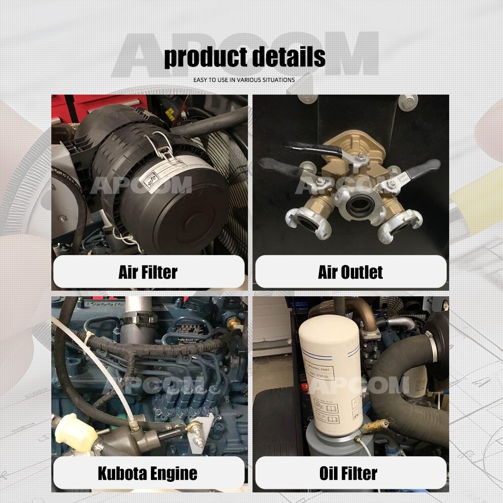 APCOM 13bar 16bar 12bar 11bar 8 7bar Mining Portable diesel Screw air Compressor diesel Engine 13bar 16 12 11 8 7bar for Mining