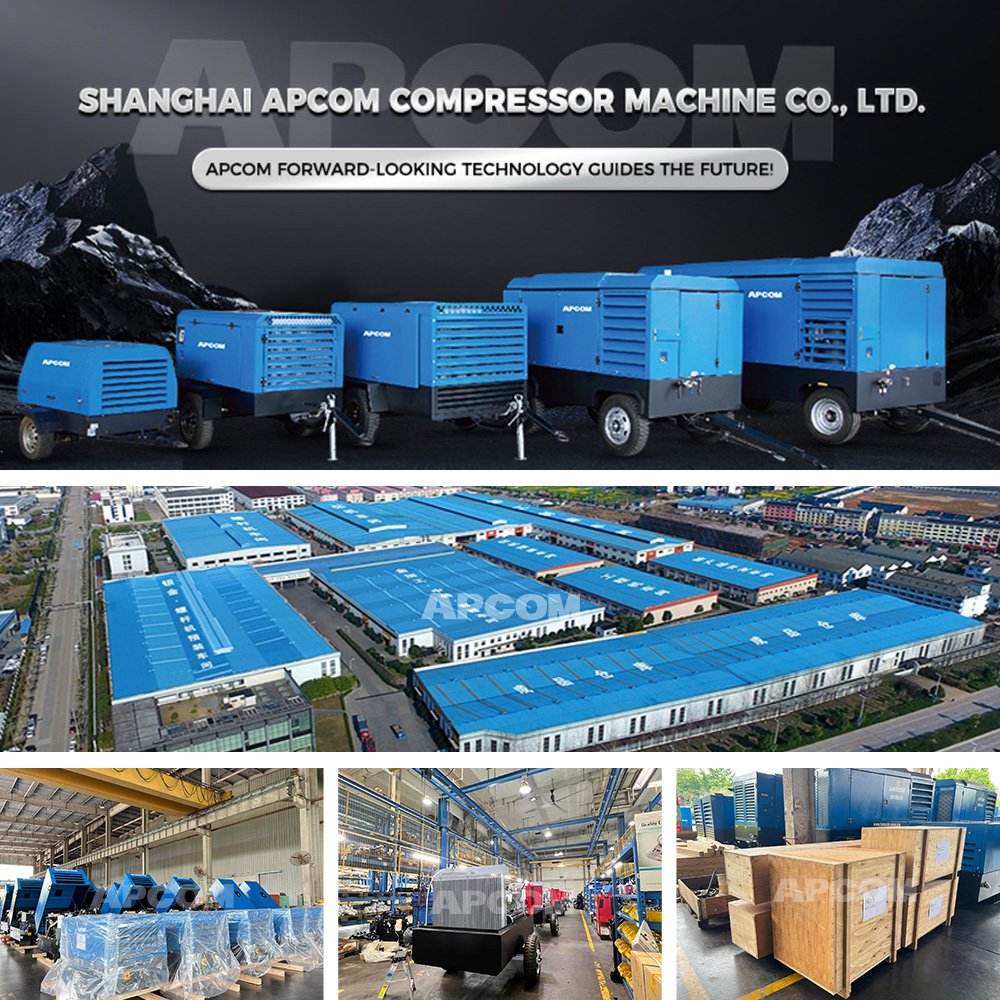 APCOM 13bar 16bar 12bar 11bar 8 7bar Mining Portable diesel Screw air Compressor diesel Engine 13bar 16 12 11 8 7bar for Mining