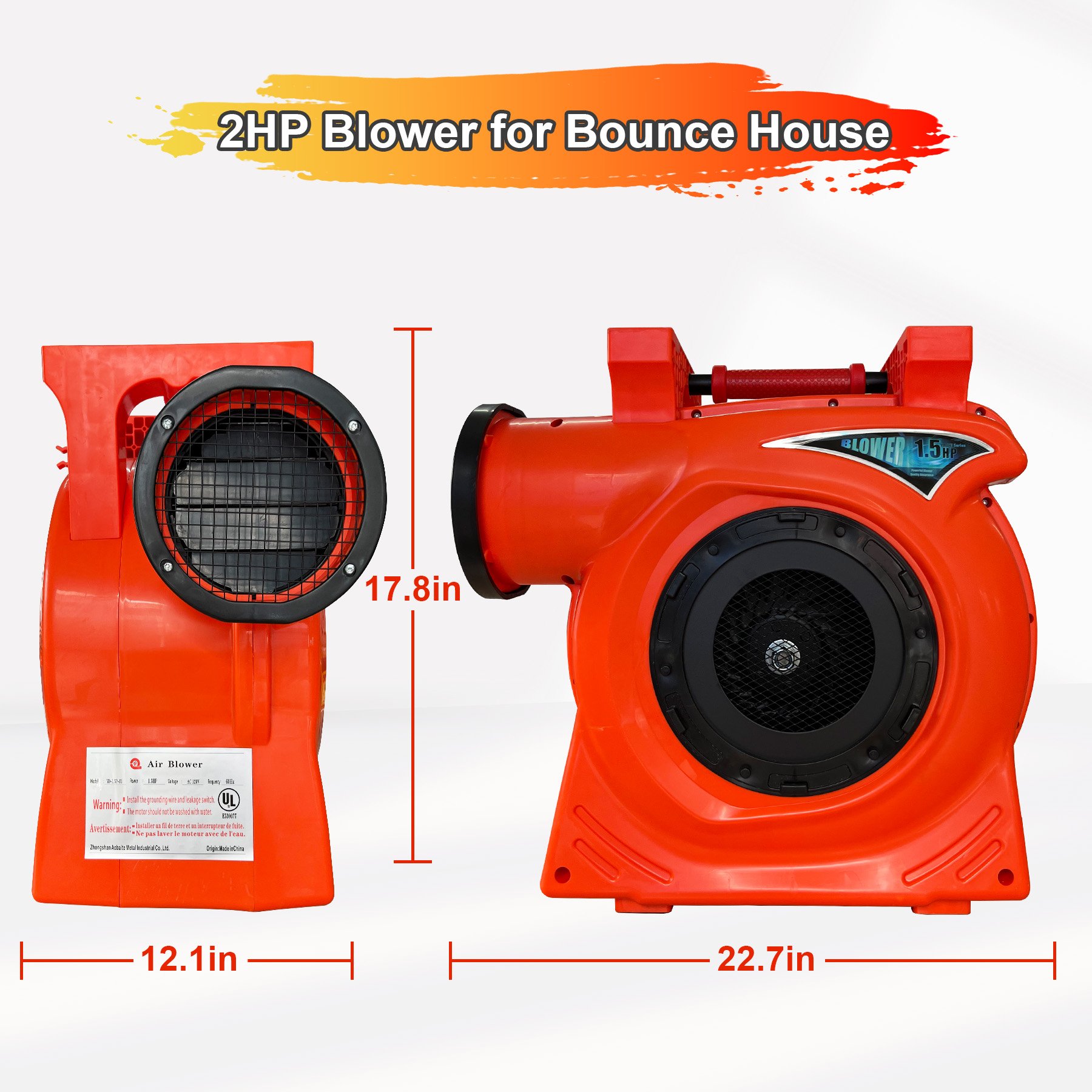 2HP 130V High-Speed Air Blower Versatile 220V Inflatable Games Bounce Houses Large Plastic Inflatable Play Areas High Pressure