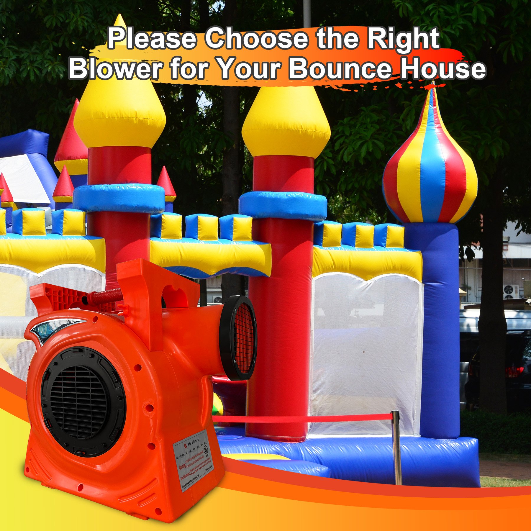 2HP 130V High-Speed Air Blower Versatile 220V Inflatable Games Bounce Houses Large Plastic Inflatable Play Areas High Pressure