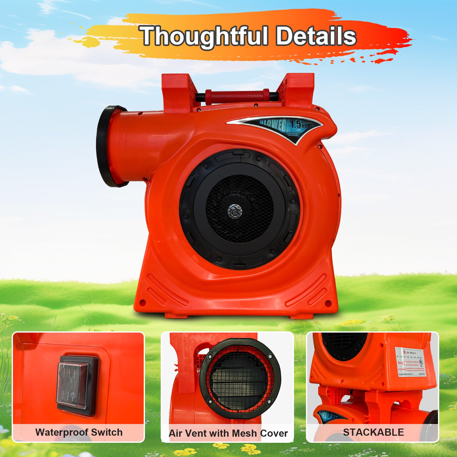 2HP 130V High-Speed Air Blower Versatile 220V Inflatable Games Bounce Houses Large Plastic Inflatable Play Areas High Pressure