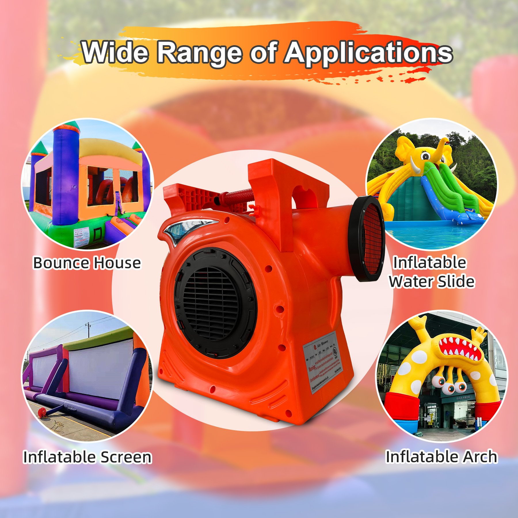 2HP 130V High-Speed Air Blower Versatile 220V Inflatable Games Bounce Houses Large Plastic Inflatable Play Areas High Pressure