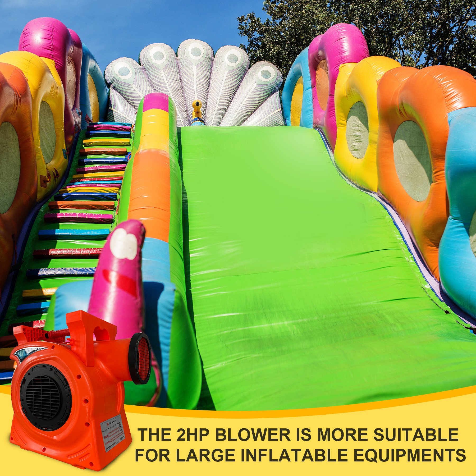 2HP 130V High-Speed Air Blower Versatile 220V Inflatable Games Bounce Houses Large Plastic Inflatable Play Areas High Pressure