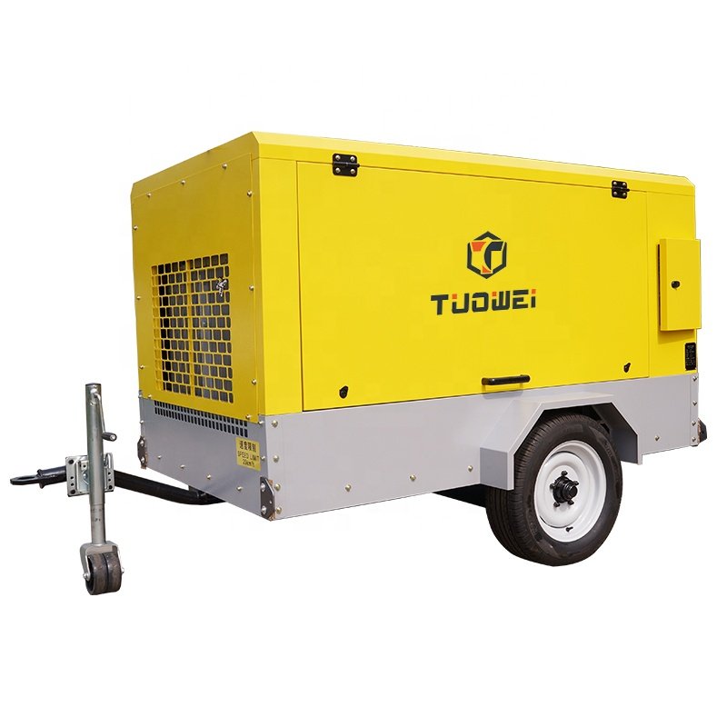 Factory Prices 176 Cfm 7 Bar Movable Portable Diesel Engine Rotate Screw Air Compressor for Mining Industry