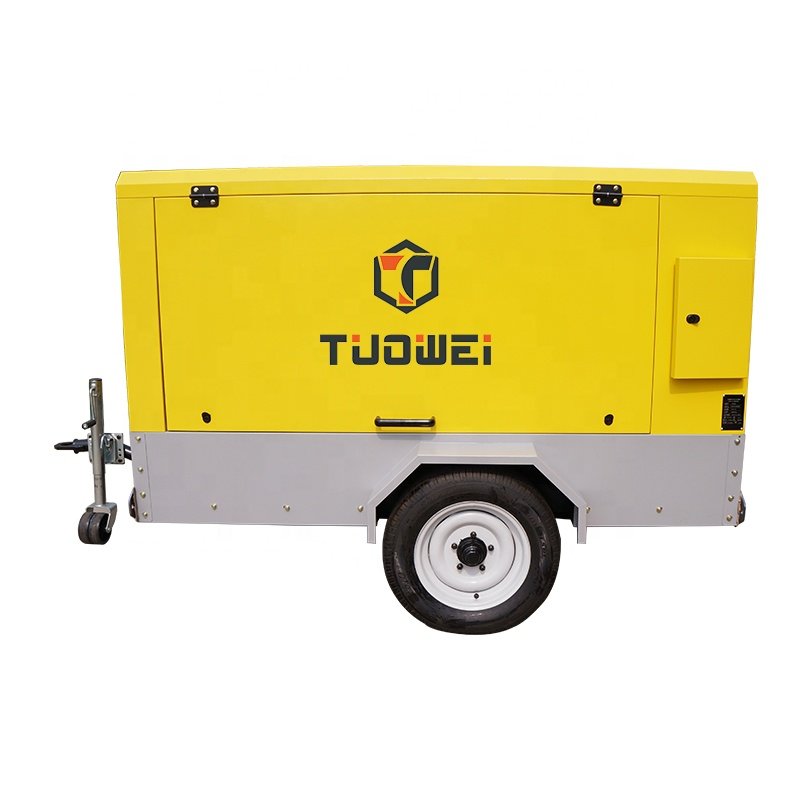 Factory Prices 176 Cfm 7 Bar Movable Portable Diesel Engine Rotate Screw Air Compressor for Mining Industry