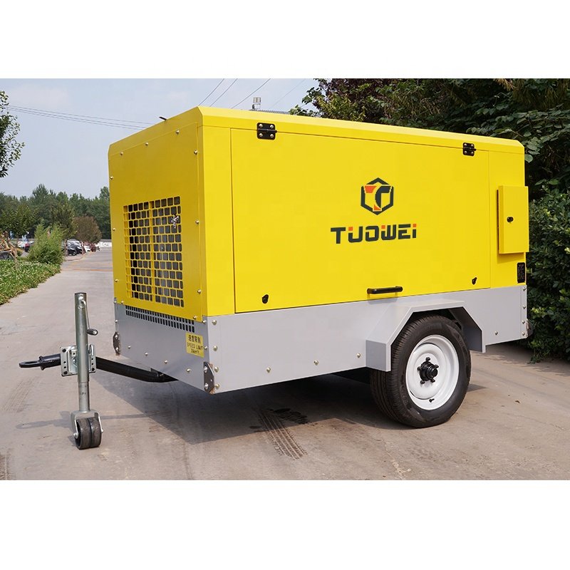Factory Prices 176 Cfm 7 Bar Movable Portable Diesel Engine Rotate Screw Air Compressor for Mining Industry