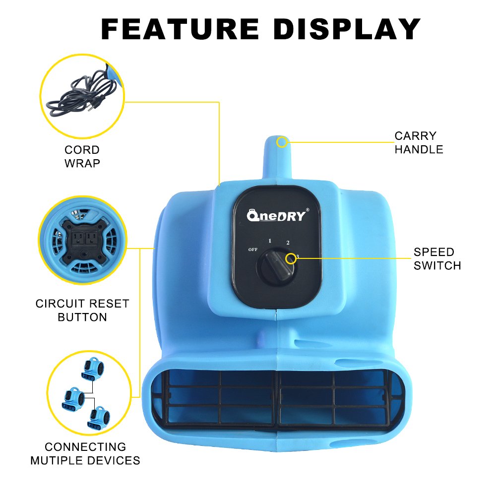 Best Sale 800CFM Carpet Floor Dryer Restoration Air Mover Water Damage Axial Blower Fan Industrial Janitoral