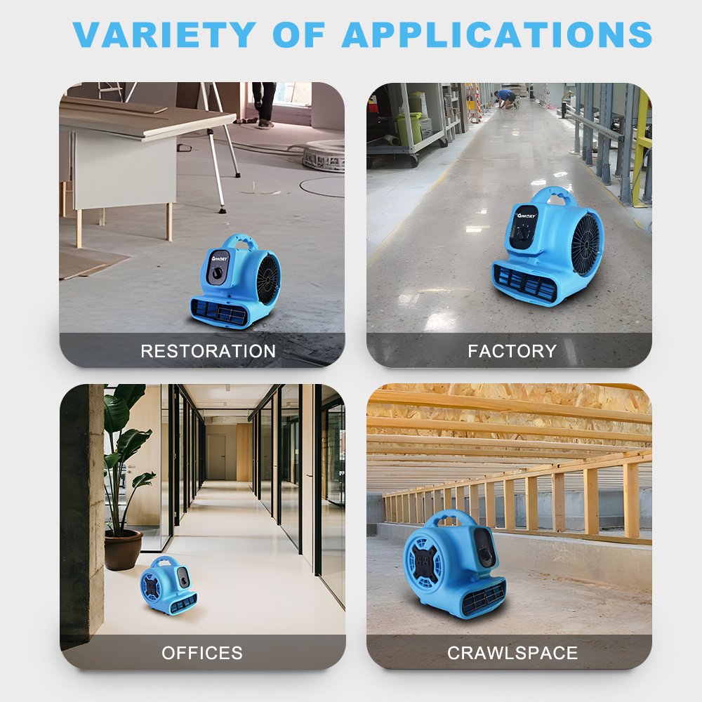 Best Sale 800CFM Carpet Floor Dryer Restoration Air Mover Water Damage Axial Blower Fan Industrial Janitoral