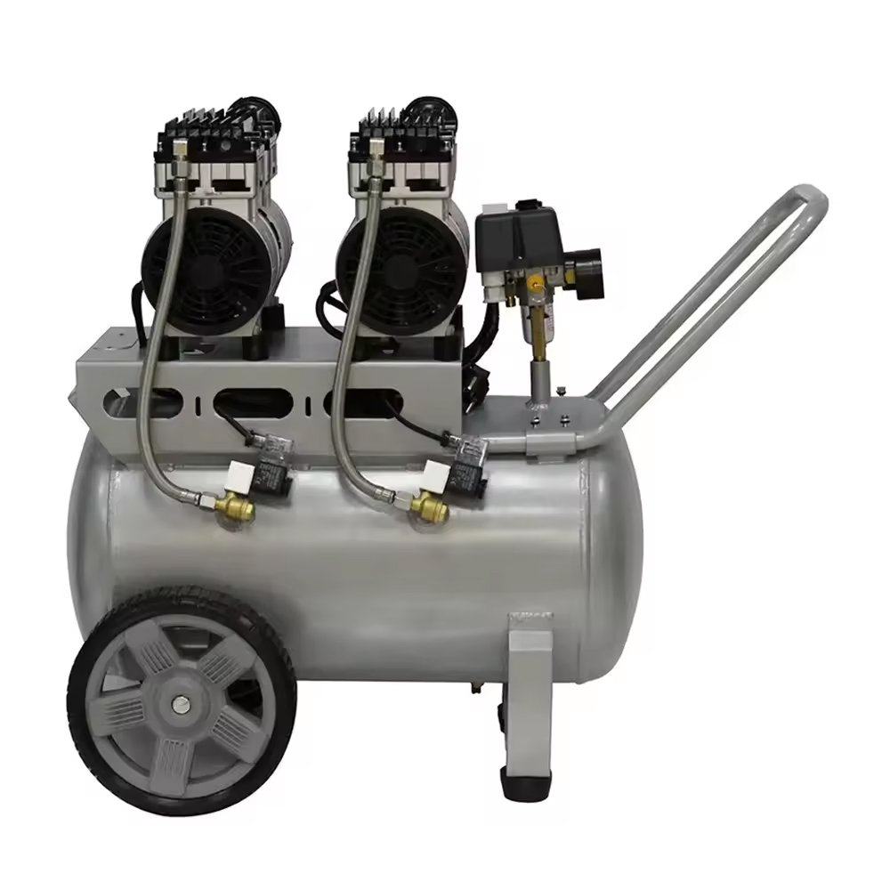 High Quality 220v 50L 8bar Oil Free ultra Quiet Mobile air Compressor for Dental Equipment