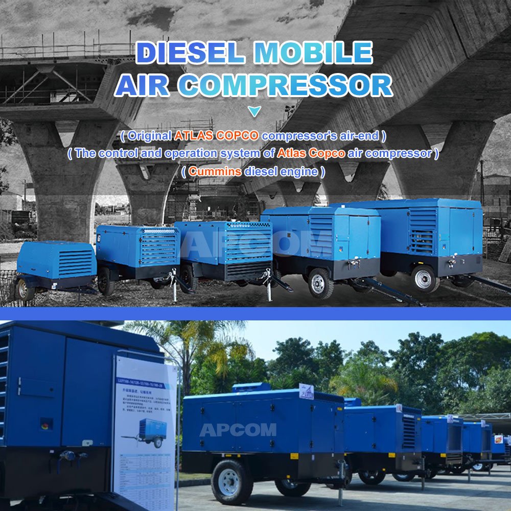 LUY290-9 Original Airend Atlas Copco 1000 CFM 9 bar diesel Portable air Compressor
