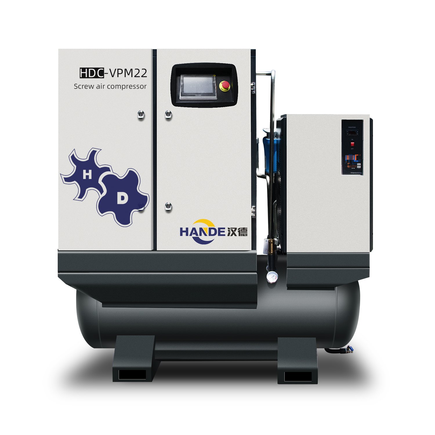 HANDE All in One Rotary Screw Air Compressor 7.5KW 11KW 15KW 22KW PM VSD Air Compressor 10Bar 8Bar With Dryer for Laser Cutting