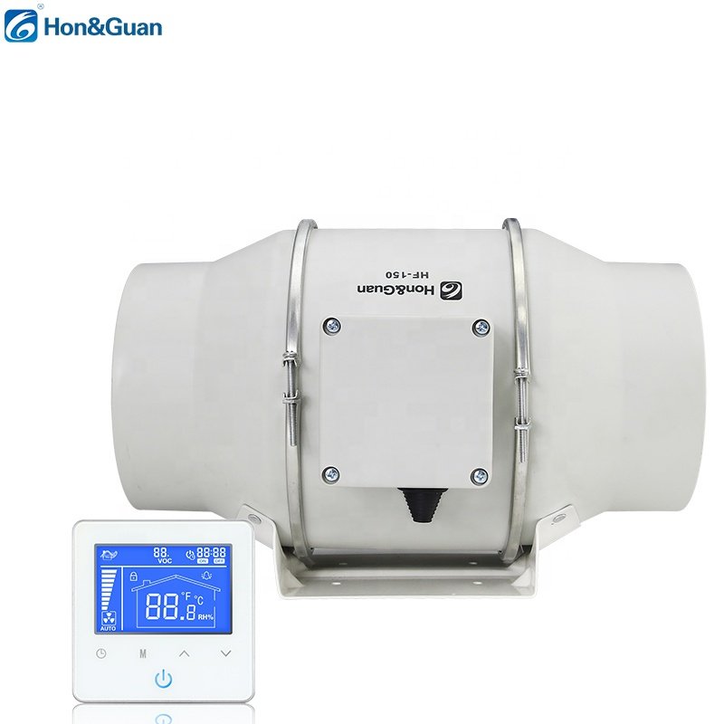 Hon&Guan Eco-Watt HF-100PEZC Silent Cooling Ventilation Exhaust Fan Mixed-Flow Duct Waterproof Axial Blower OEM/ ODM