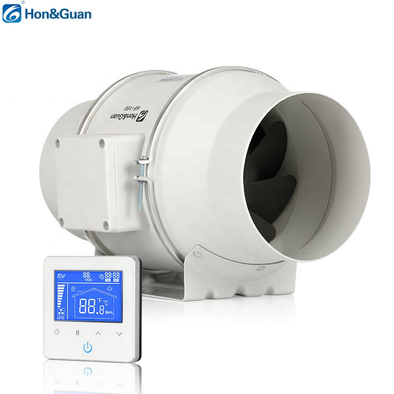Hon&Guan Eco-Watt HF-100PEZC Silent Cooling Ventilation Exhaust Fan Mixed-Flow Duct Waterproof Axial Blower OEM/ ODM