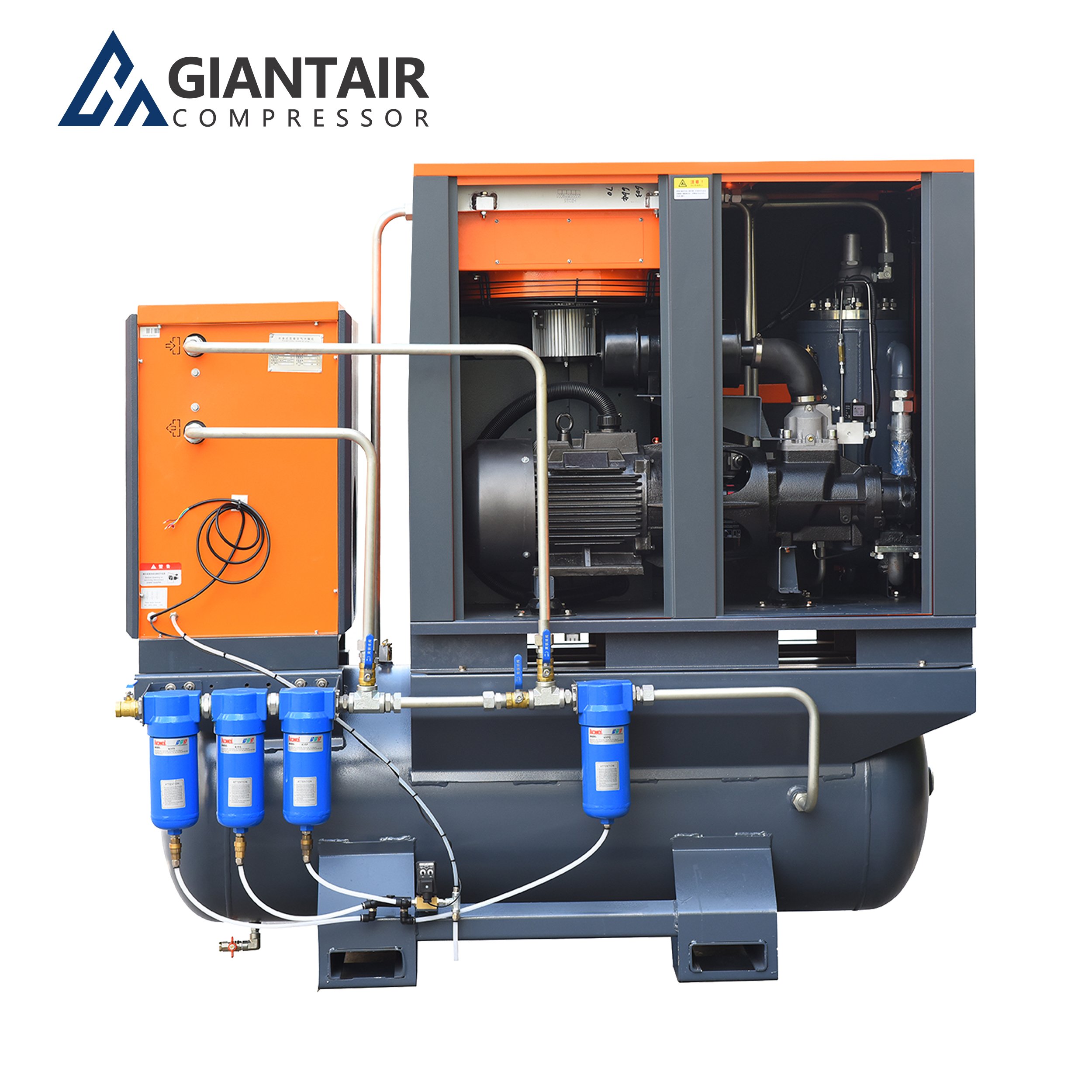 GIANTAIR All In One 20HP 15kw 16/20bar Industrial Air-Compressor Rotary Single Screw Type Air Compressor With Air Dryer And Tank