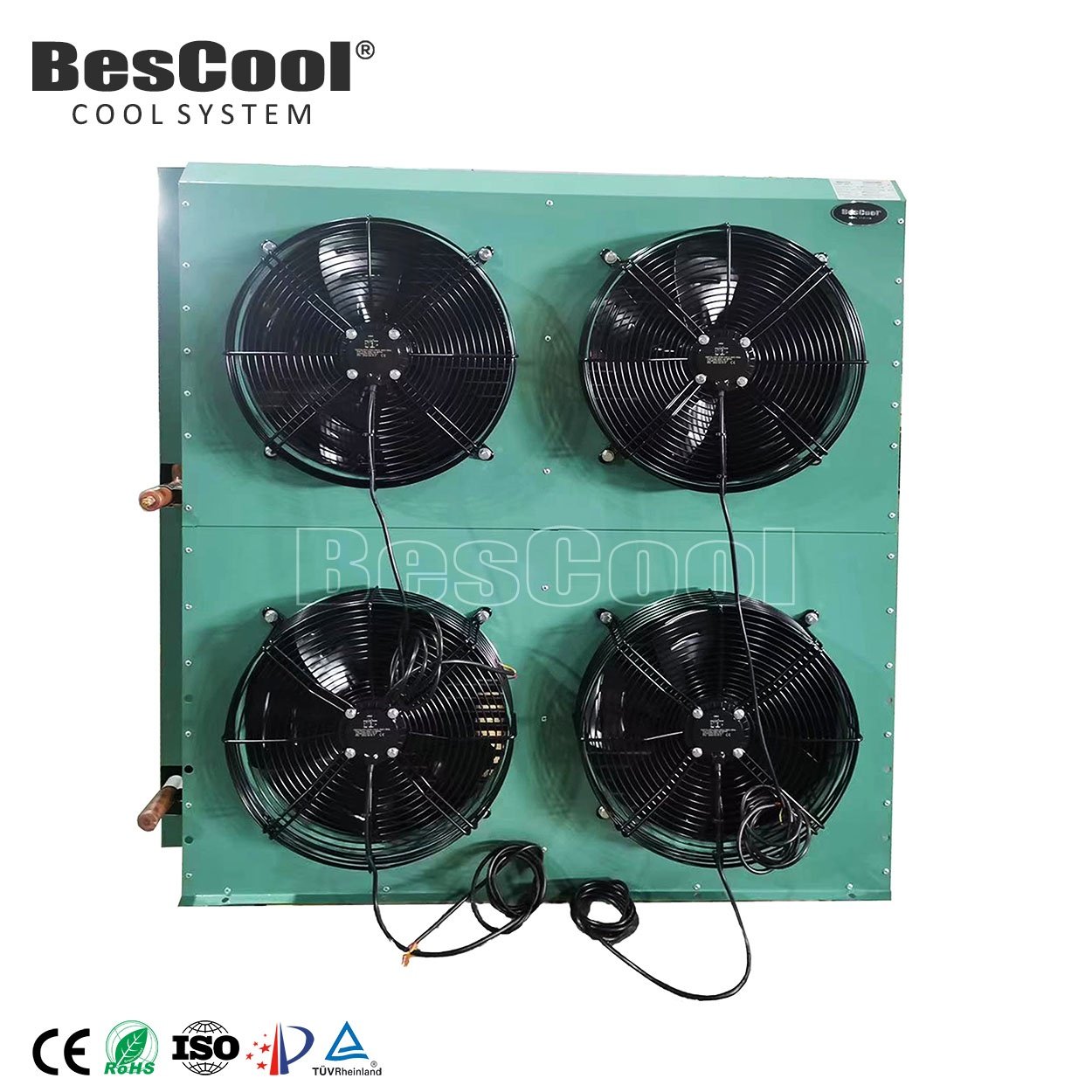 Air-Cooled Green Shell Condenser for 8HP Cold Room Cooled Condensing with Inner Groove Copper Pipes