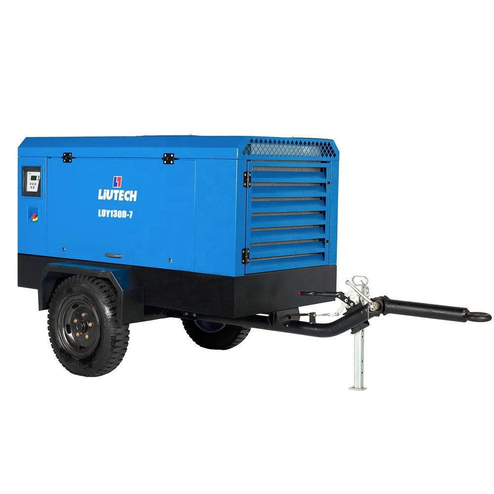 Liutech LUY050-7atlas Copco 185 Cfm air Compressor Screw Pneumatic air Compressor Mobile Manufacturer for Construction Drilling