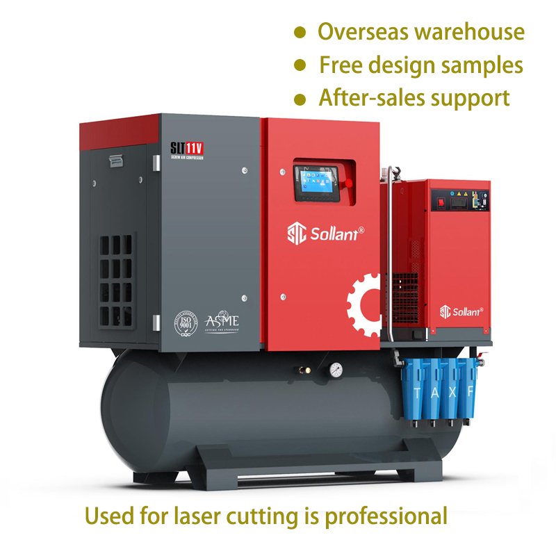Sollant 7.5KW 11KW 15KW Energy Saving air Compressor Screw air Compressor 4-in-1 Quality All in One air Compressor