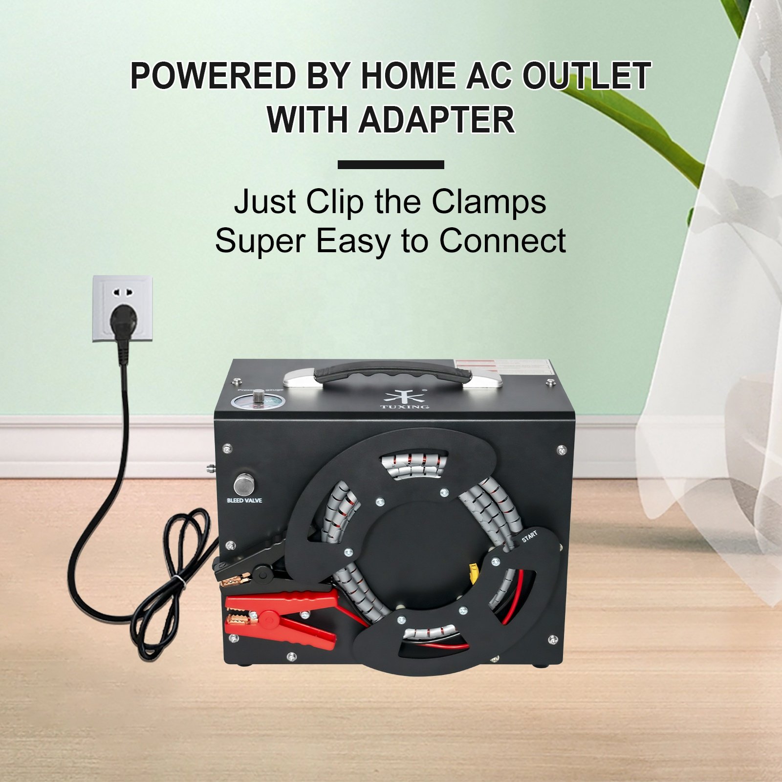 GP Hot Sale Automatic Stop Wire Spool Built-in 12V Power Adapter 110V 220V High Pressure 4500psi 30mpa 300bar PCP Air Compressor
