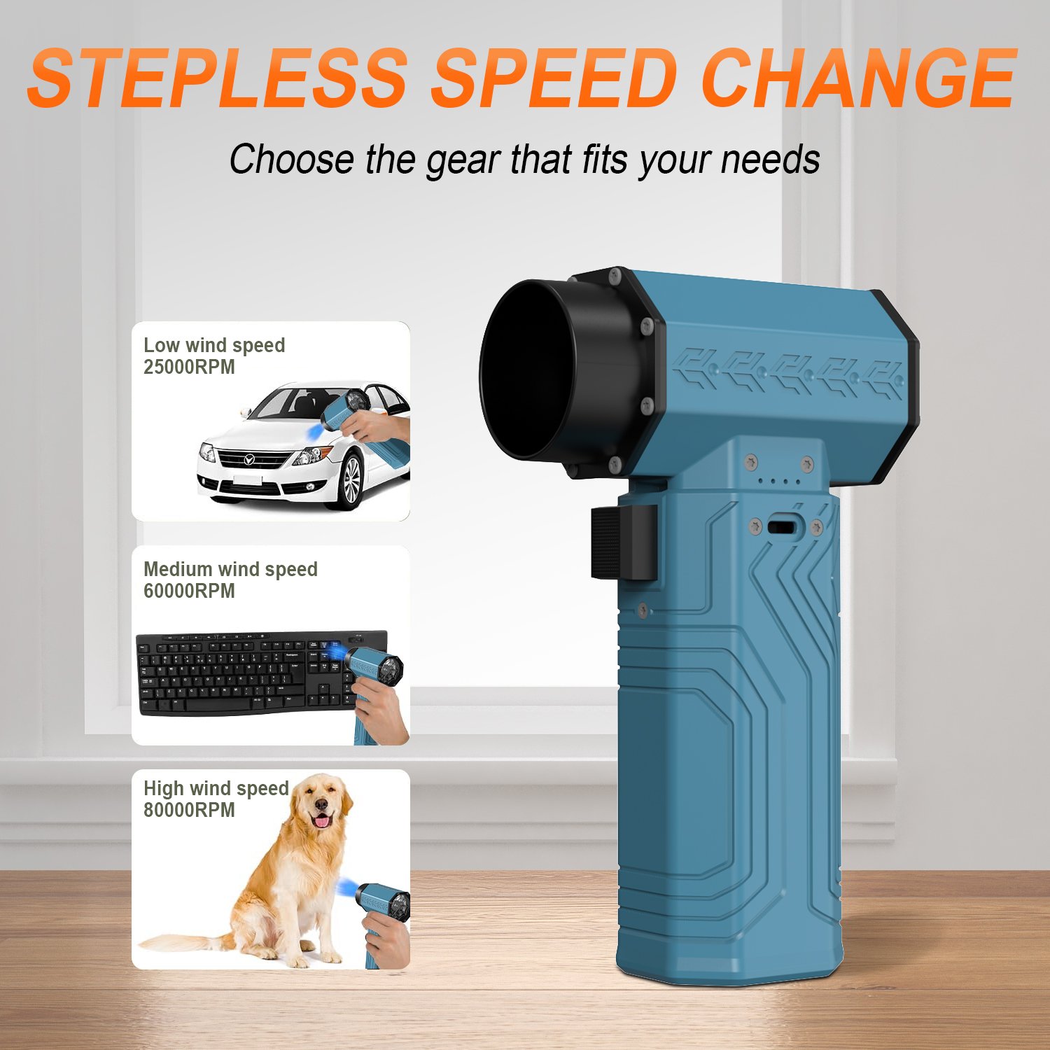 Electric air duster Mini Turbo Jet Fan Handheld High Pressure Computer Cleaner Rechargeable Air Blower Removing Dust Camping Fan