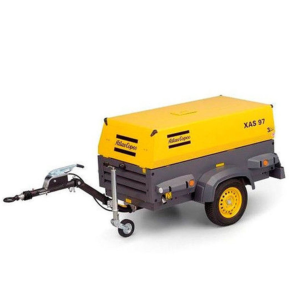 Original XAS97DD 185cfm 7bar Second Hand Portable Deutz Diesel Engine Rotary Screw Air Compressor with Wheels