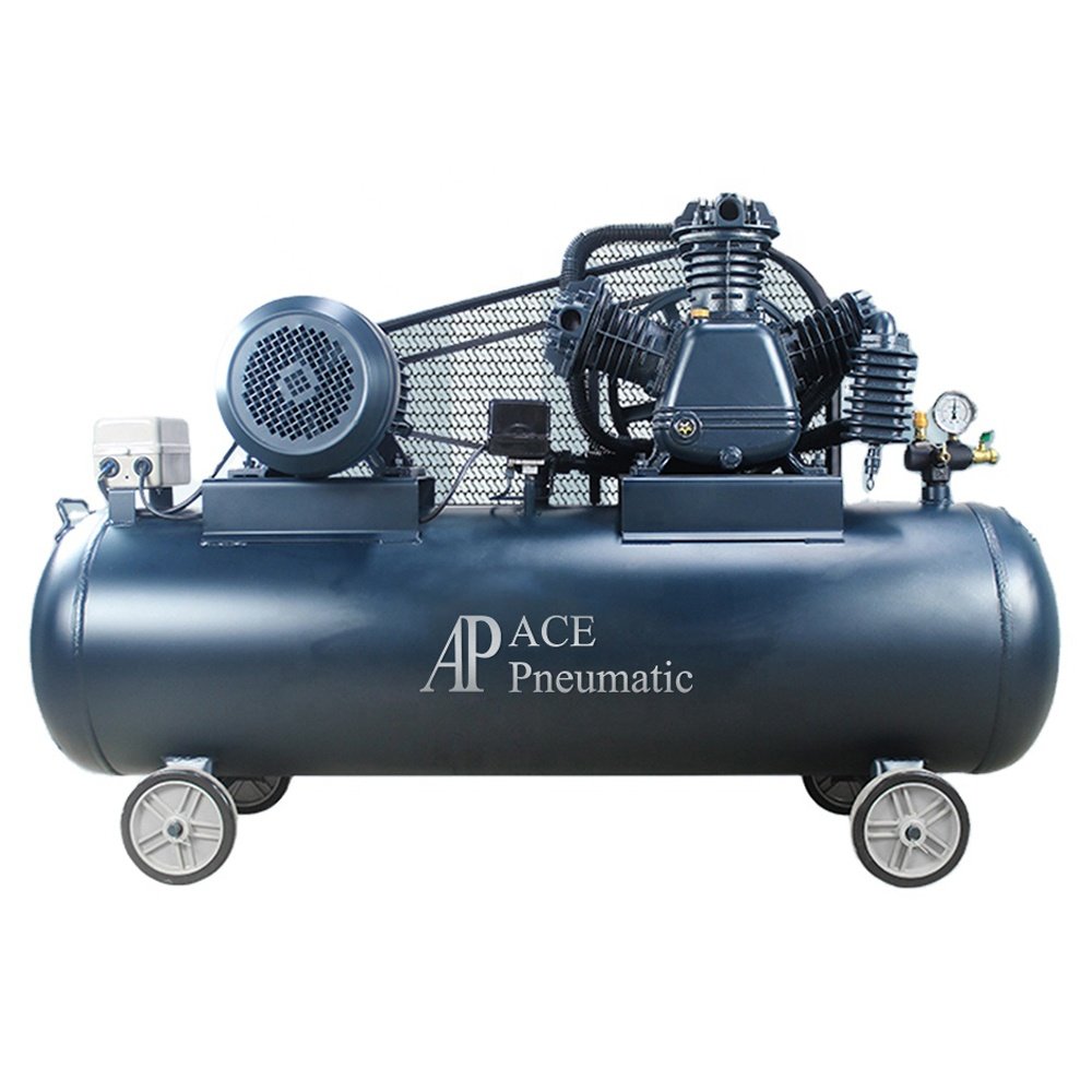 China ACE 8bar 3kw 3 Cylinder 150l 220v 4hp Industrial Belt Driven Pistons Air Compressor Machine