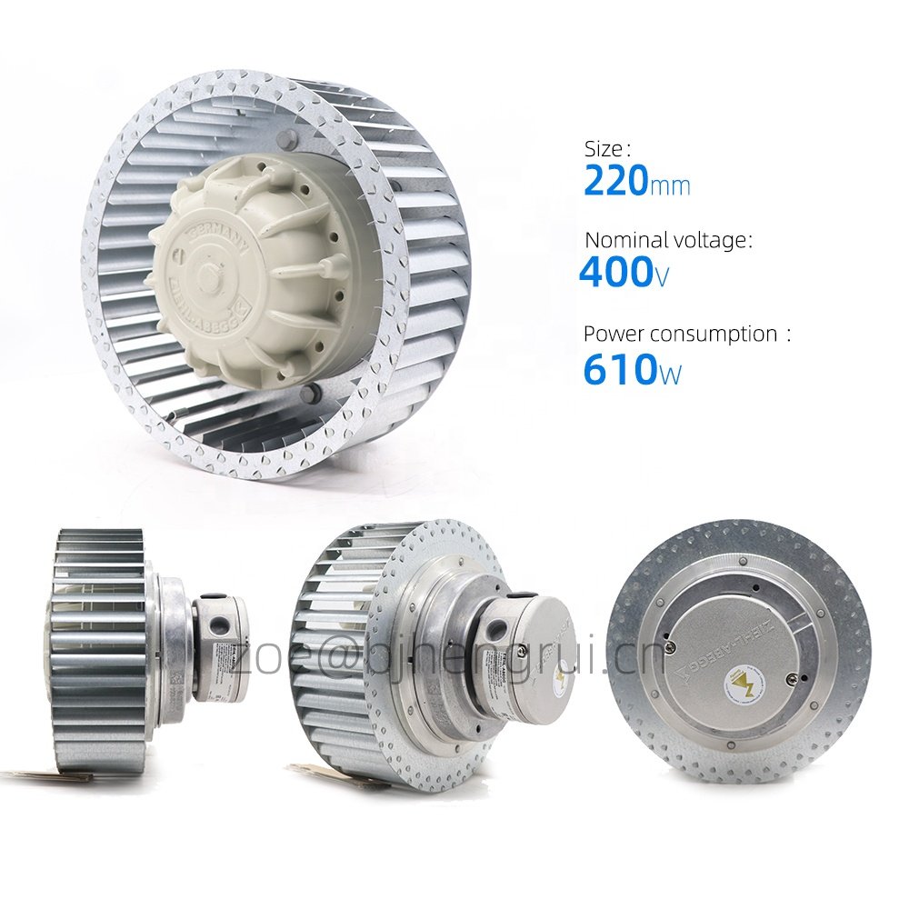 Ziehl-Abegg RE22P-2DK.3F.5R 400V AC 0.8A 490W 2320RPM 220mm Ball Bearing Siemens Inverter Centrifugal Blower Cooling Fan