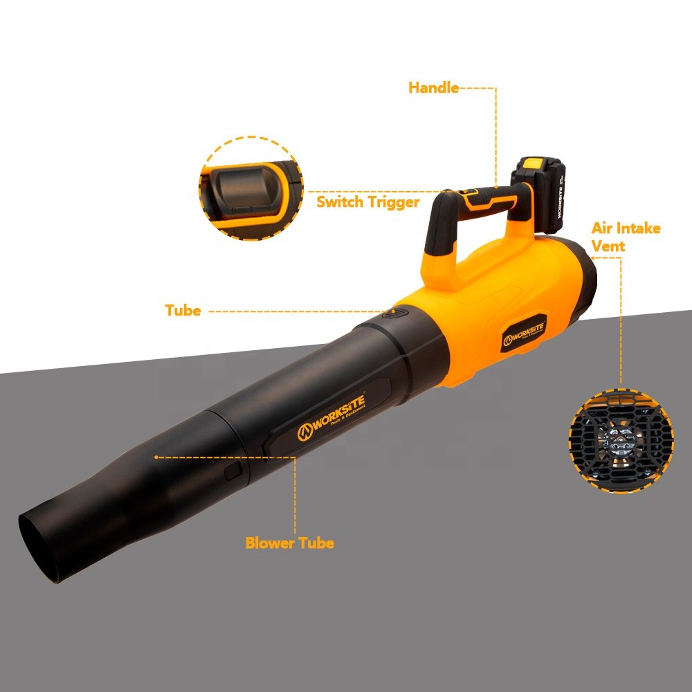 WORKSITE Customized 4.0Ah Powerful Leaf Blower Vacuum Snow Dust Air Garden Cleaner Tools Handheld 20V Cordless Blower 20000RPM