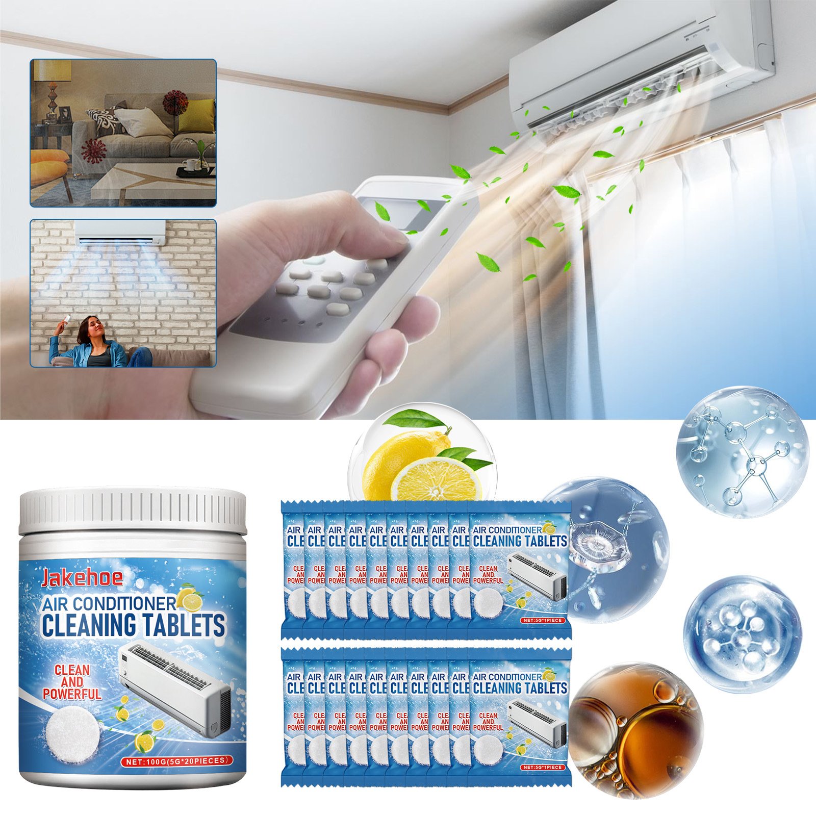 AC Tablets Prevent Build up Waste, Odor in the Condensate Drain Pipe of Air Conditioner- Aircon Cleaning System