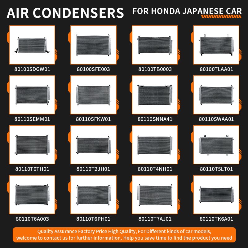 80110T6A003 OEM Auto Spare Car Part Car AC Air Conditioner Condenser for Honda Odyssey 80110-T6A-003