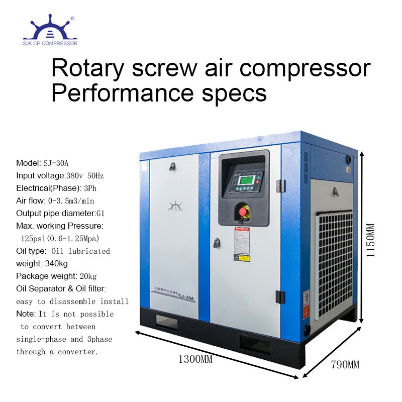30HP 8bar Medical Compressor No Noise Spiral Rotary Screw Air Compressor for Food Beverage Industry