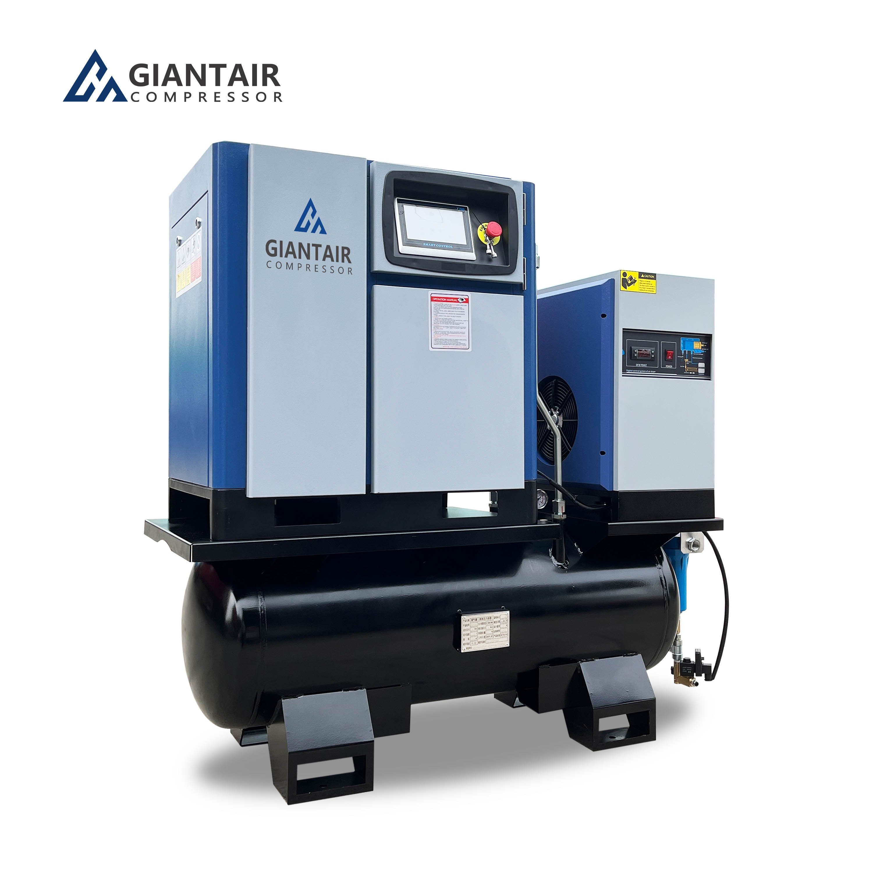 GiantAir Industrial Compresor De Aire 10HP 7.5KW Air-compressor Rotary Screw Air Compressor with Dryer for Construction
