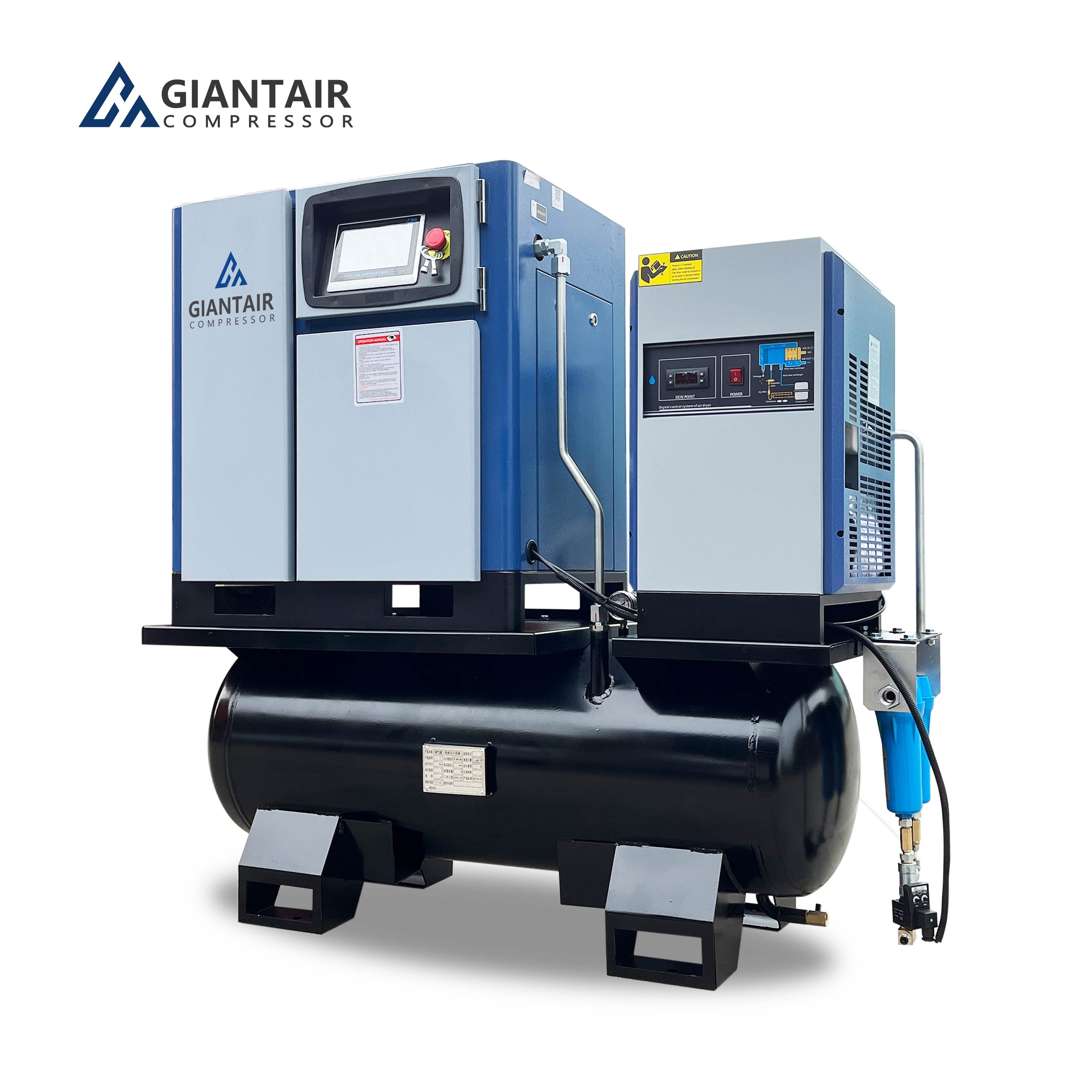GiantAir Industrial Compresor De Aire 10HP 7.5KW Air-compressor Rotary Screw Air Compressor with Dryer for Construction