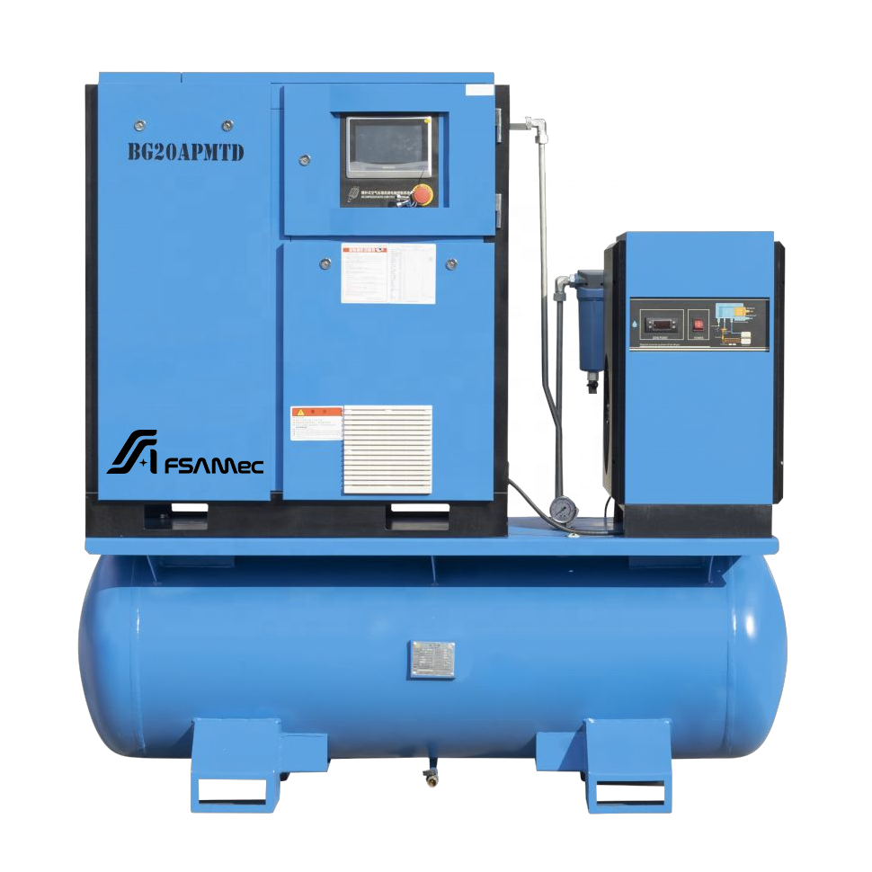 Integrated All in One 7.5kw 11kw 15kw 22kw 16 bar Screw Air Compressor for Fiber Laser Cutting Plasma Cutting Machine