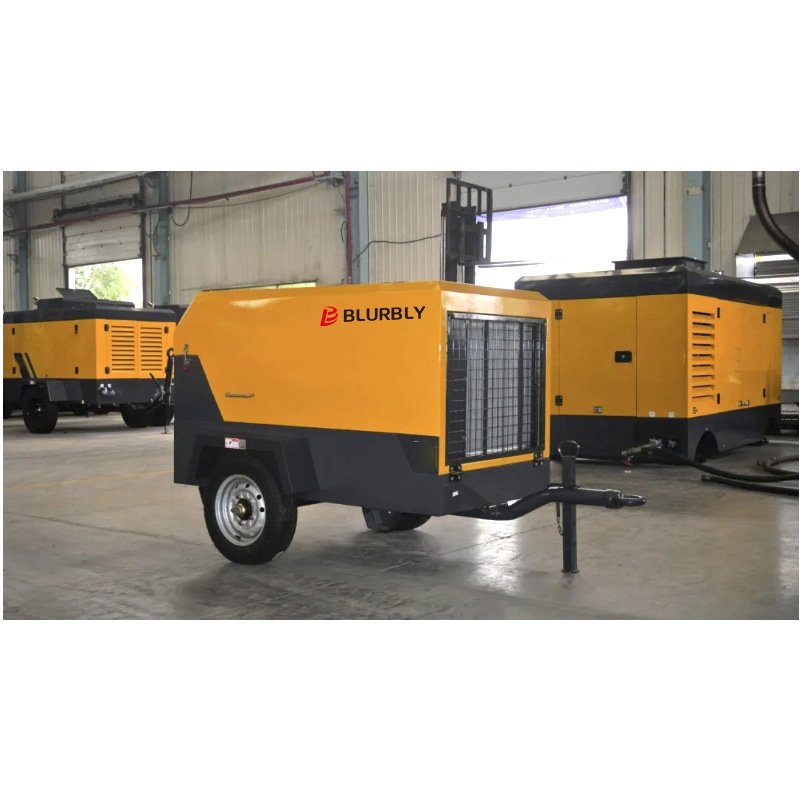 Blurbly 185 Cfm 145 psi 8bar 36.8kw Yanmar/Yuchai Small diesel Portable air Compressor on Trailer for Blasting Explosion