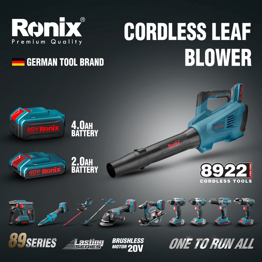 Ronix 8922 Top Quality Blade/Snow/Dust Remover/Tree Blower DC-20V Battery Rechargeable Leaf Blower