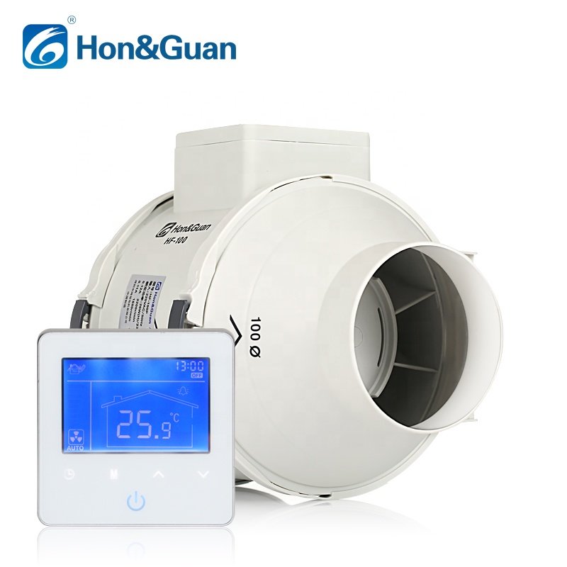 2022 Hot Sale Smart Exhaust Fan 4 Inch HF-100PMZC in Line Duct Exhaust Ventilation Fan with Powerful Blower Optional Switch
