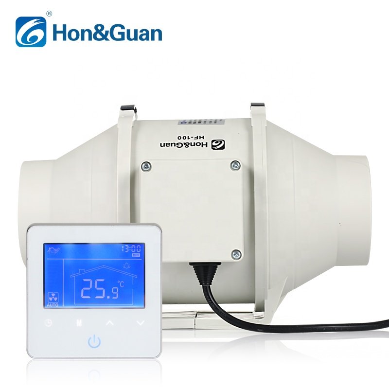 2022 Hot Sale Smart Exhaust Fan 4 Inch HF-100PMZC in Line Duct Exhaust Ventilation Fan with Powerful Blower Optional Switch