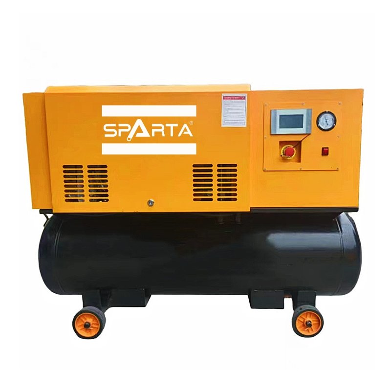 High Performance 7.5kw 10hp Portable 300L Screw Air Compressor With Inverter PLC