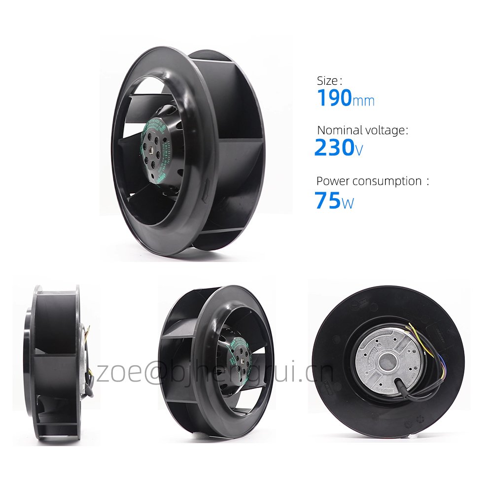 ebmpapst R2E190-AO26-05 230V AC 190x71mm 50/60HZ 75W Ball Bearing Lead Wires HVAC Centrifugal Ventilation Cooling Fan