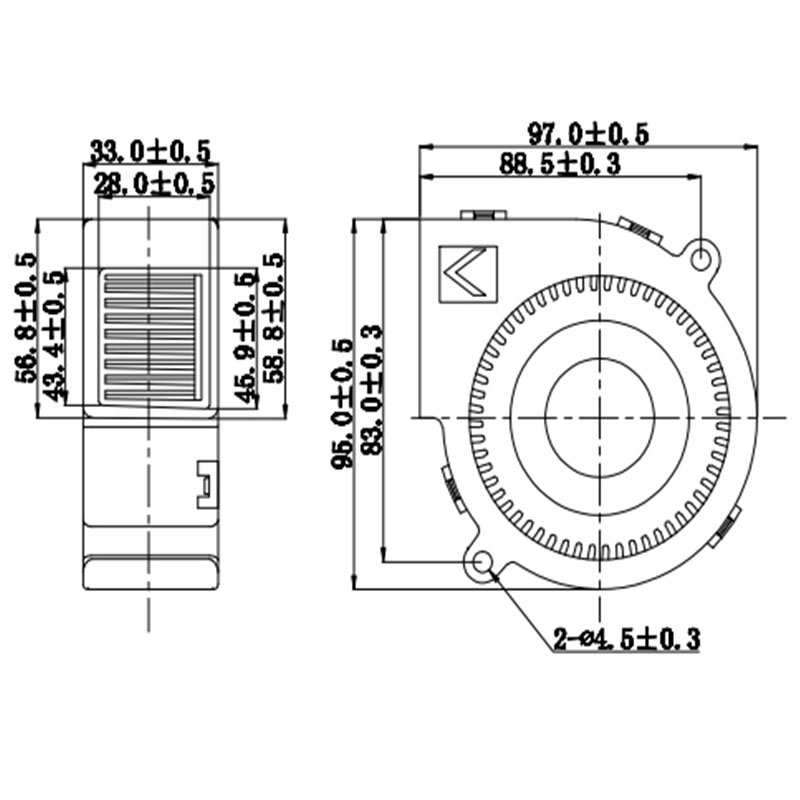 YCCFAN Cooling Fan Manufacturer 9733 97*94*33mm 12V DC Blower Fan Centrifugal Fan