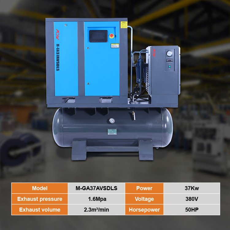 CE All-In-One Laser Cutting 37KW/50HP 16Bar 480V/50Hz Permanent Magnet VSD Screw Air Compressor With Air Dryer/Gas Cylinder